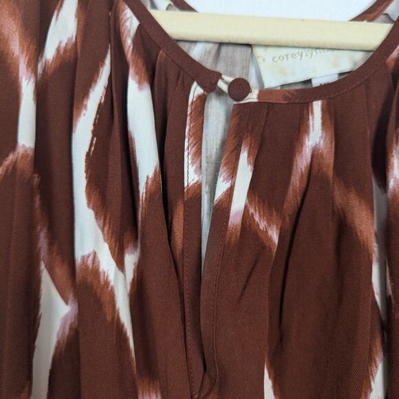 Anthropologie Corey Lynn Calter Brown & White Adventurerer Relaxed Blouse - Picture 5 of 8